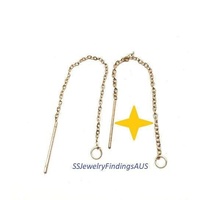 2 Pairs Rose Gold Plated Stainless Steel Earring Threaders Chain Thread with Posts 75mm Length - Hypoallergenic Tarnish Resistant