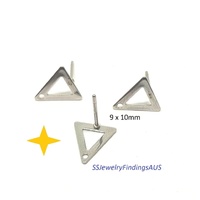 5 Pairs Stainless Steel Stud Earring Post with 10x9mm diameter Triangle Hypoallergenic Tarnish Resistant - jewellery making supplies 