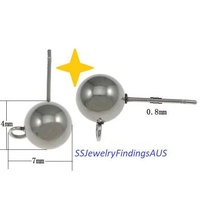 10 Pairs Stainless Steel 4mm Ball Stud Earring Posts with Loop and Tension Locking Nuts Hypoallergenic Tarnish Resistant