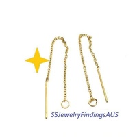 2 Pairs Gold Plated Stainless Steel Earring Threaders Chain Thread with Posts 114mm Length - Hypoallergenic Tarnish Resistant