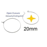25 pairs 20mm Stainless Steel Wire Hoop Earring 22 Gauge Hypoallergenic Tarnish Resistant - jewellery making supplies Australia