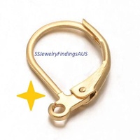 5 Pairs Small Gold Plated Stainless Steel Leverback Earring Wires Hooks Hoops w/ Loops Lever Back Hypoallergenic Tarnish Resistant