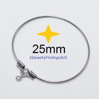 5 Pairs Stainless Steel 25mm Round Hoop Component Clip Connector 2 Holes - Hypoallergenic Tarnish Resistant
