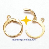 5 Pairs Small Gold Plated Steel Leverback earring Hoops Hooks Wires Hypoallergenic Tarnish Resistant - jewellery making supplies Australia