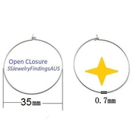 15 pairs 35mm Stainless Steel Wire Hoop Earring 22 Gauge Hypoallergenic - jewellery making supplies Australia