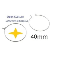 15 Pairs 40mm Stainless Steel Wire Hoop Earring 22 Gauge Hypoallergenic Tarnish Resistant - jewellery making supplies Australia