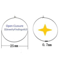 25 pairs 25mm Stainless Steel Wire Hoop Earring 22 Gauge Hypoallergenic Tarnish Resistant - jewellery making supplies Australia