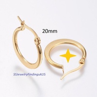 2 Pairs 20mm Gold Plated Stainless Steel Huggie Hoop Earring Tarnish Resistant Hypoallergenic - jewellery making supplies Australia