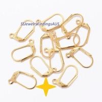 3 Pairs Gold Plated Stainless Steel Leverback Earring Wires Hooks Hoops w/ Loops Lever Back Hypoallergenic Tarnish Resistant