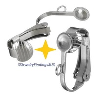 3 Pairs Stainless Steel Clip on Hoop Earring with Loop Hypoallergenic Tarnish Resistant - jewellery making supplies Australia