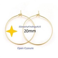 5 pairs Gold Plated Stainless Steel Wire Hoop Earring 20mm Hypoallergenic Tarnish Resistant - jewellery making supplies Australia