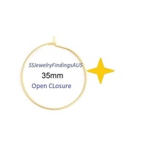 3 pairs Gold Plated Stainless Steel Wire Hoop Earring 35mm Hypoallergenic Tarnish Resistant - jewellery making supplies Australia