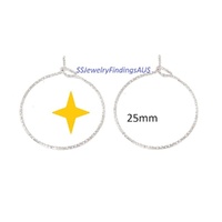 4 pairs 25mm Stainless Steel textured Wire Hoop Earring 22 Gauge Hypoallergenic Tarnish Resistant - jewellery making supplies Australia