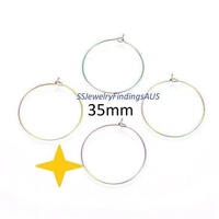 2 Pairs Stainless Steel Anodized and Plated 35mm Wire Hoop Earring 22 Gauge Hypoallergenic Tarnish Resistant
