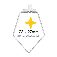 5 Pairs Stainless Steel Offset Diamond Hoop Component Clip Connector 2 Holes - Hypoallergenic Tarnish Resistant