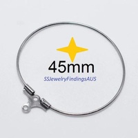 3 Pairs Stainless Steel 45mm Round Hoop Component Clip Connector 2 Holes - Hypoallergenic Tarnish Resistant