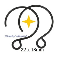 3 Pairs Black Tone Stainless Steel 9/10 Closed Hoop Hook Ear-wire Hypoallergenic Tarnish Resistant - jewellery making supplies Australia