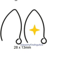 3 Pairs Black Tone Stainless Steel Short Length Marquise Earring Hooks Earwires Hypoallergenic Tarnish Resistant