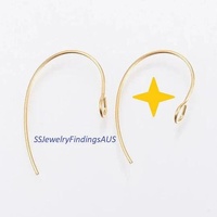 3 Pairs Gold Plated Stainless Steel Curved Marquise Earring Hooks - Ear Wires - Hypoallergenic Tarnish Resistant