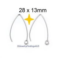 8 Pairs Stainless Steel Short Length Marquise Earring Hooks Earwires Hypoallergenic Tarnish Resistant - jewellery making supplies Australia