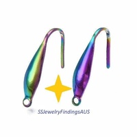 3 Pairs Stainless Steel Ear Wires Oval Leaf Earring Hooks Anodized and Plated Hypoallergenic Tarnish Resistant