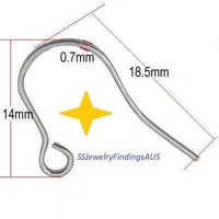 25 Pairs Stainless Steel Ear Wires Fish Hook 18.5mm Hypoallergenic Tarnish Resistant - jewellery making supplies Australia