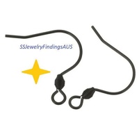 3 pairs Black Tone Stainless steel hook earwire with 3 x 2mm Coil Hypoallergenic Tarnish Resistant - jewellery making supplies Australia