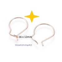 3 Pairs Rose Gold Plated Stainless Steel Offset Kidney Earwire Hoop Hypoallergenic Tarnish Resistant - jewellery making supplies Australia