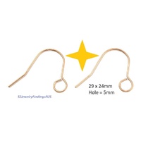 4 Pairs Stainless Steel Rose Gold Plated LARGE HOLE Ear Wires Fish Hook 29mm Hypoallergenic Tarnish Resistant