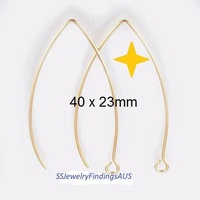 3 Pairs Stainless Steel Gold Plated Marquise Earring Hooks Earwires Hypoallergenic Tarnish Resistant - jewellery making supplies Australia