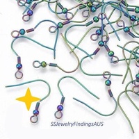 7 pairs Stainless steel hook earwire with 3mm bead and coil 20mm Anodized and Plated Hypoallergenic Tarnish Resistant