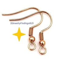 5 pairs Rose Gold Plated Stainless steel hook earwire with 3mm bead and coil 20mm Hypoallergenic Tarnish Resistant