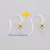 8 Pairs Plastic Silicon Earring Hooks with 3mm Gold plated stainless steel bead Hypoallergenic Tarnish Resistant