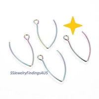 2 Pairs Stainless Steel Short Length Marquise Earring Hooks Earwires Anodized and Plated Hypoallergenic Tarnish Resistant