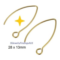 2 Pairs Gold Plated Stainless Steel Short Length Marquise Earring Hooks Earwires Hypoallergenic Tarnish Resistant