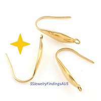 3 Pairs Gold Plated Stainless Steel Ear Wires Oval Leaf Earring Hooks Hypoallergenic Tarnish Resistant - jewellery making supplies Australia