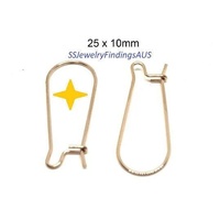 2 Pairs Rose Gold Plated Stainless steel kidney earwire earring hooks 25mm Hypoallergenic Tarnish Resistant