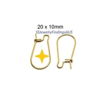 5 Pairs Gold Plated Stainless steel kidney earwire earring hooks 20mm Hypoallergenic Tarnish Resistant - jewellery making supplies Australia