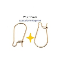 2 Pairs Rose Gold Plated Stainless steel kidney earwire earring hooks 20mm Hypoallergenic Tarnish Resistant