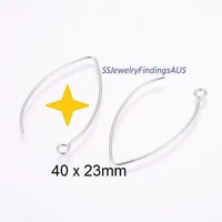 5 Pairs Stainless Steel Marquise Earring Hooks Earwires Hypoallergenic Tarnish Resistant - jewellery making supplies Australia