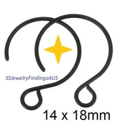 3 Pairs Black Tone Stainless Steel 8/10 Closed Hoop Hook Ear-wire Hypoallergenic Tarnish Resistant - jewellery making supplies Australia