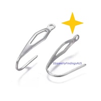 3 Pairs Stainless Steel Ear Wires Oval Leaf Earring Hooks/vertical loop Hypoallergenic Tarnish Resistant
