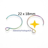 2 Pairs Stainless Steel 9/10 Closed Hoop Hook Ear-wire Anodized and Plated Hypoallergenic Tarnish Resistant