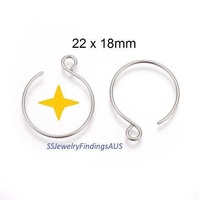 5 Pairs Stainless Steel 9/10 Closed Hoop Hook Ear-wire Hypoallergenic Tarnish Resistant - jewellery making supplies Australia