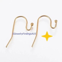 5 Pairs Gold Plated Stainless Steel French Earwire hooks with 2mm ball bead Hypoallergenic Tarnish Resistant