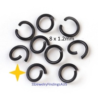 20 Pieces Black Plated Iron Jump Rings Open 8mm - jewellery making supplies Australia
