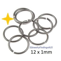 125+ Pieces 12mm Stainless Steel Jump Rings Hypoallergenic Tarnish Resistant - jewellery making supplies Australia