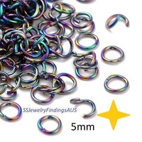 30 pieces Stainless Steel Jump Rings 5mm Anodized and Plated Fine gauge Hypoallergenic Tarnish Resistant