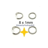 135 Pieces 8mm Stainless Steel Jump Rings Open Selection Hypoallergenic Tarnish Resistant