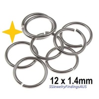80 Pieces 12 x 1.4mm Stainless Steel Jump Rings Hypoallergenic Tarnish Resistant - jewellery making supplies Australia
